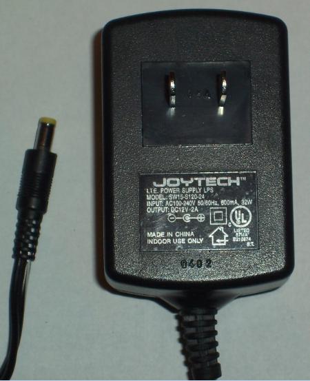 JOYTECH SW15-S120-24 AC ADAPTER 12VDC 2A -(+)- 1.5x4.8mm Used 10
