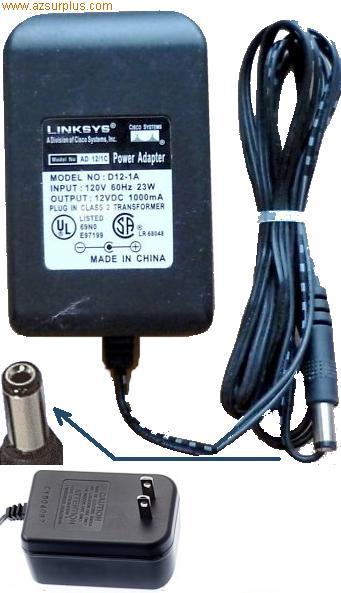 Linksys AD 12/1C Cisco AC Adapter 12VDC 1A D12-1A Power Supply f