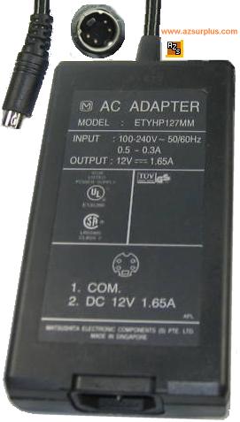 Matsushita ETYHP127MM AC Adapter 12VDC 1.65A 4Pin SWITCHING POWE