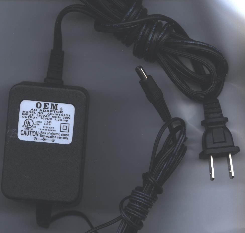 OEM AD-101A2DT AC ADAPTER 10VDC 1.2A -(+)- 2x5.5mm POWER SUPPLY
